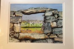 Looking through a derelict 'Black House' window on the outer Hebrides